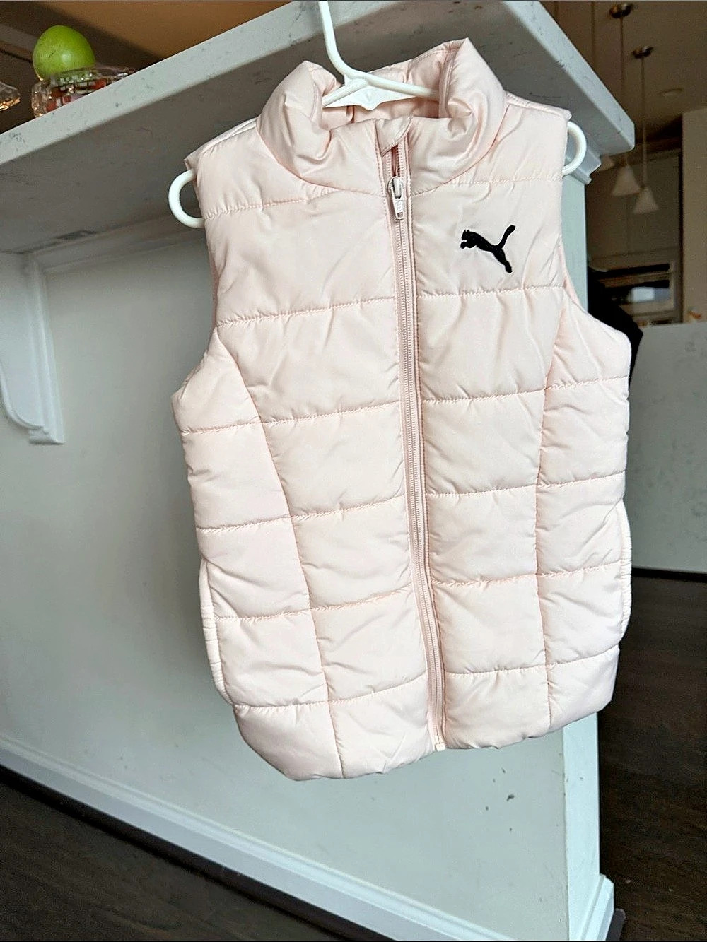 Puma Girls Quilted Full Zip Puffer Vest Pink Girls 5/6